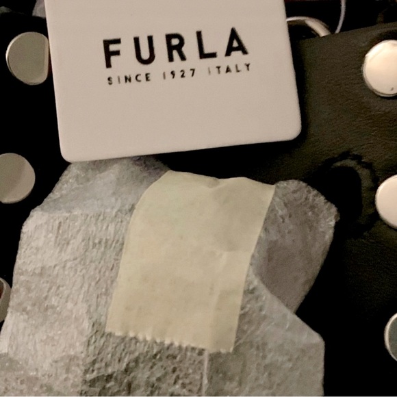 Furla BNWT Authentic Miastella Nero Mini Studded Bucket Bag Drawstring Closure - Picture 7 of 11